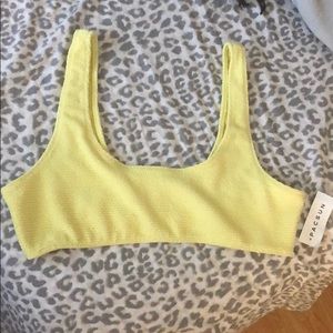 🌻 LA Hearts Yellow Scrunch Square Neck Bikini Top
